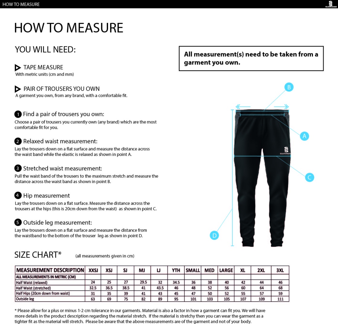Hampstead CC -  DUAL SKINNY PANTS - Size Guide