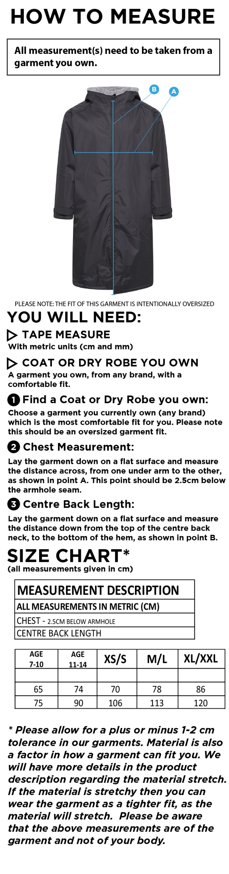 Hampstead CC -  FLEECE ROBE - NAVY - Size Guide