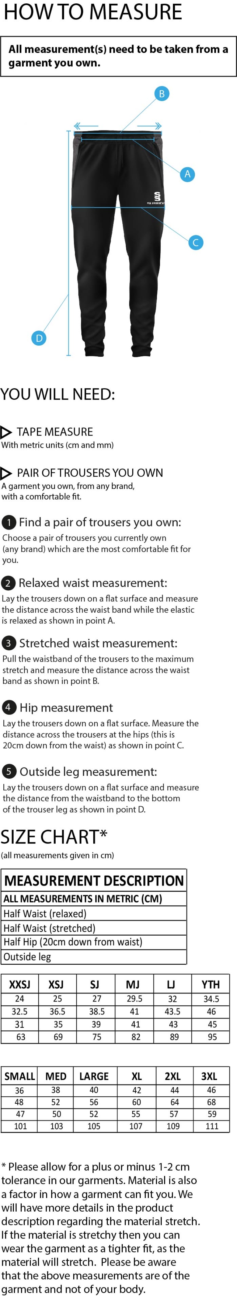 Hampstead CC -  DUAL SKINNY PANTS - Size Guide
