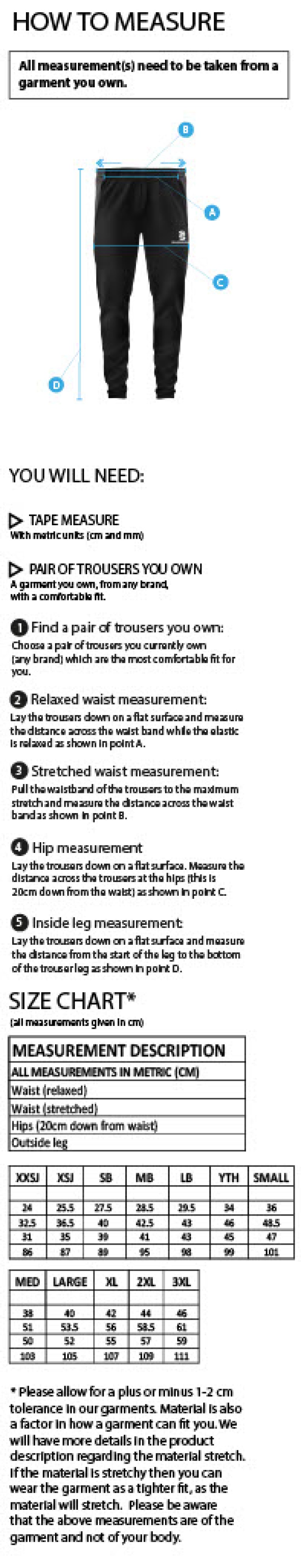 Hampstead CC -  DUAL SKINNY PANTS - Size Guide