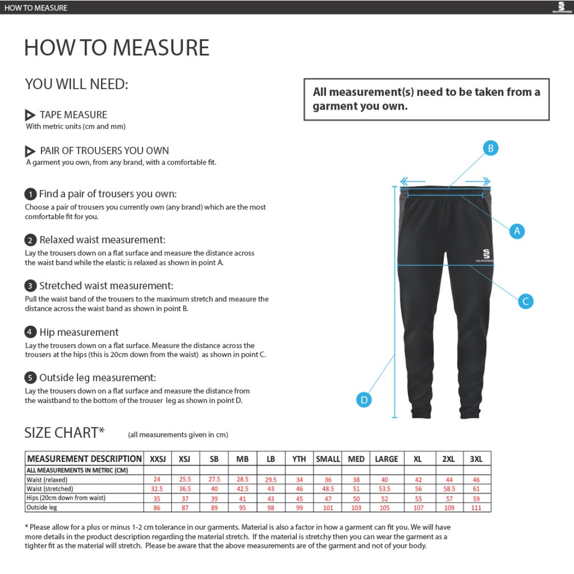 Hampstead CC -  DUAL SKINNY PANTS - Size Guide